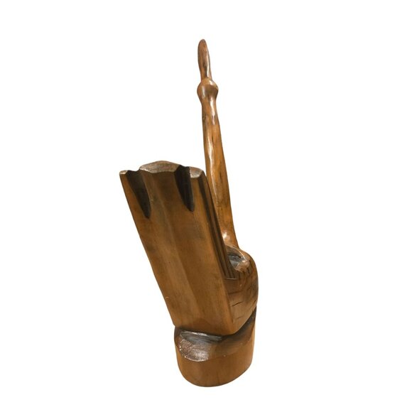 Hand Carved Wooden Crane Bird Sculpture 15 Inch AS IS Folk Art - Picture 7 of 16